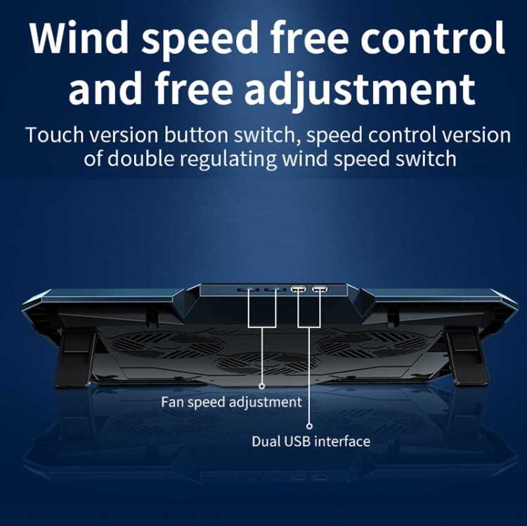 CoolCold Quạt làm mát laptop chơi game 17 inch sáu quạt hai cổng USB 2600RPM đế tản nhiệt laptop