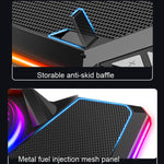 CoolCold  Five Fans 2 USB Ports Laptop Cooler Gaming Notebook Cool Stand,Version:, Touch Symphony Blue