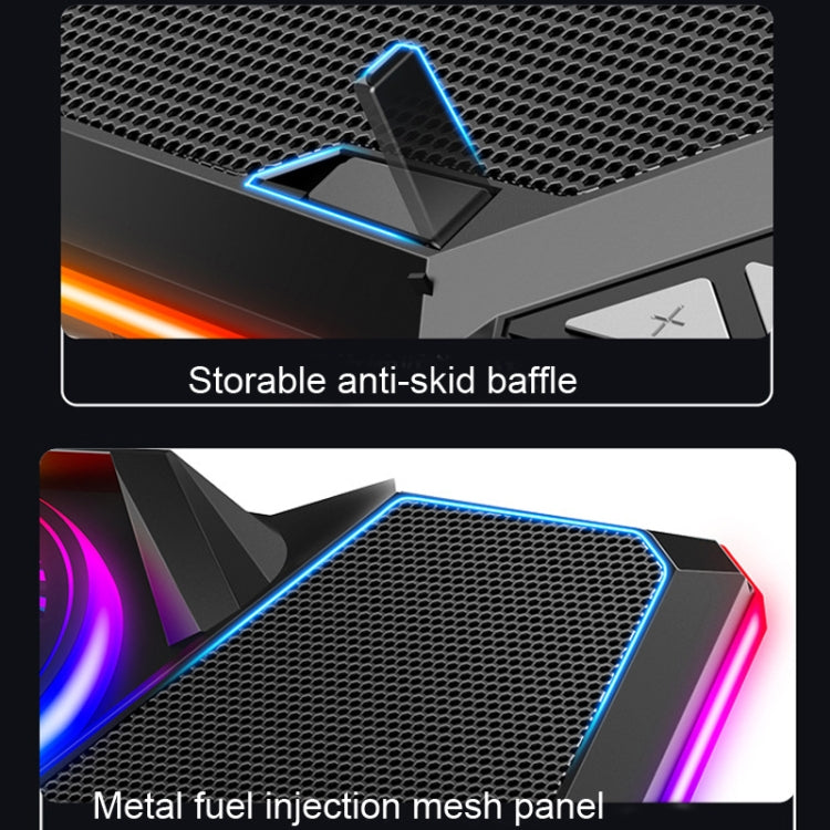 CoolCold  Five Fans 2 USB Ports Laptop Cooler Gaming Notebook Cool Stand,Version:, Touch Symphony Blue
