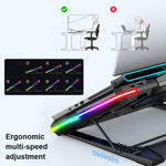CoolCold  Five Fans 2 USB Ports Laptop Cooler Gaming Notebook Cool Stand,Version:, Touch Symphony Blue