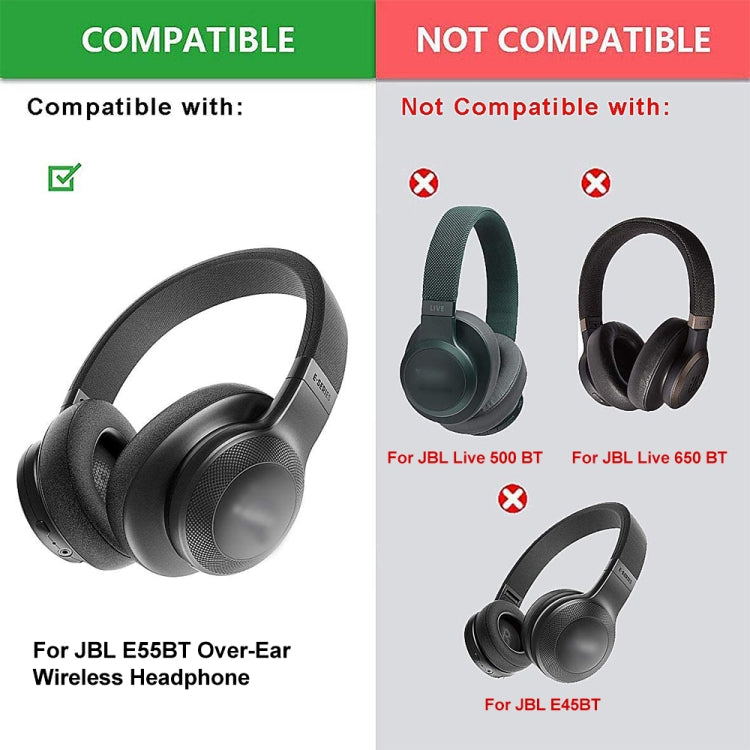 2 miếng bọc mút tai nghe cho JBL E55BT, màu: không phân biệt trái phải, đen, xanh dương, xám, đỏ, xanh lá, xám, không phân biệt trái phải, nhung dày, lưới bóng đá dày