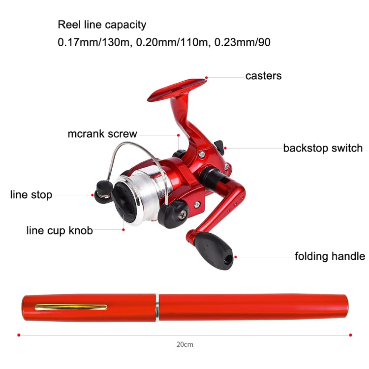 Bộ cần câu và máy câu cá loại bút LEO, thiết bị câu cá bỏ túi tiện lợi, H8022G Vàng, H8022PU Tím, H8022R Đỏ, H8022 Bạc, H8022B Đen, H8022BL Xanh dương