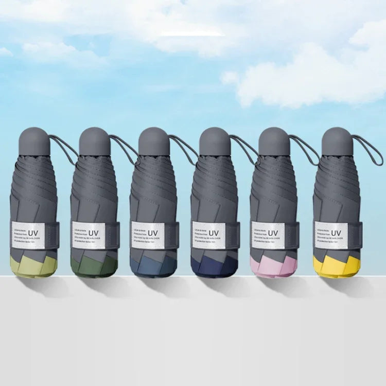 Ô chống nắng đơn giản LY-0621 năm gấp sáu xương, màu đen keo, nghệ, hồng giữa hè, xanh sương mù, xanh matcha, xanh hải quân, xanh mực