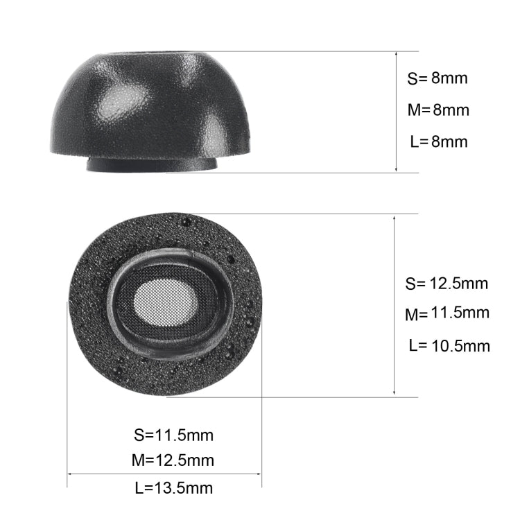 2 miếng đệm tai bằng mút nhớ cho tai nghe TWS Airpods Pro, kích thước: lớn đen, trung bình đen, nhỏ đen, lớn xám, trung bình xám, nhỏ xám
