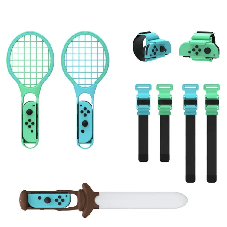 Bộ Thể Thao 7 Trong 1 DOBE TNS-2123 Gồm Đèn Kiếm Thể Thao + Dây Đeo Chân + Vợt Tennis + Dây Đeo Cổ Tay Cho Nintendo Switch, DOBE 7 Trong 1