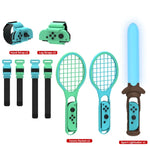 Bộ Thể Thao 7 Trong 1 DOBE TNS-2123 Gồm Đèn Kiếm Thể Thao + Dây Đeo Chân + Vợt Tennis + Dây Đeo Cổ Tay Cho Nintendo Switch, DOBE 7 Trong 1