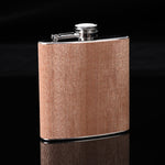 Bình rượu hip flask 6oz bằng gỗ và da, thép không gỉ cho rượu whisky vang, Kiểu 1, Kiểu 2, Kiểu 3, Kiểu 4, Kiểu 5