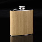 Bình rượu hip flask 6oz bằng gỗ và da, thép không gỉ cho rượu whisky vang, Kiểu 1, Kiểu 2, Kiểu 3, Kiểu 4, Kiểu 5