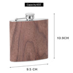 Bình rượu hip flask 6oz bằng gỗ và da, thép không gỉ cho rượu whisky vang, Kiểu 1, Kiểu 2, Kiểu 3, Kiểu 4, Kiểu 5