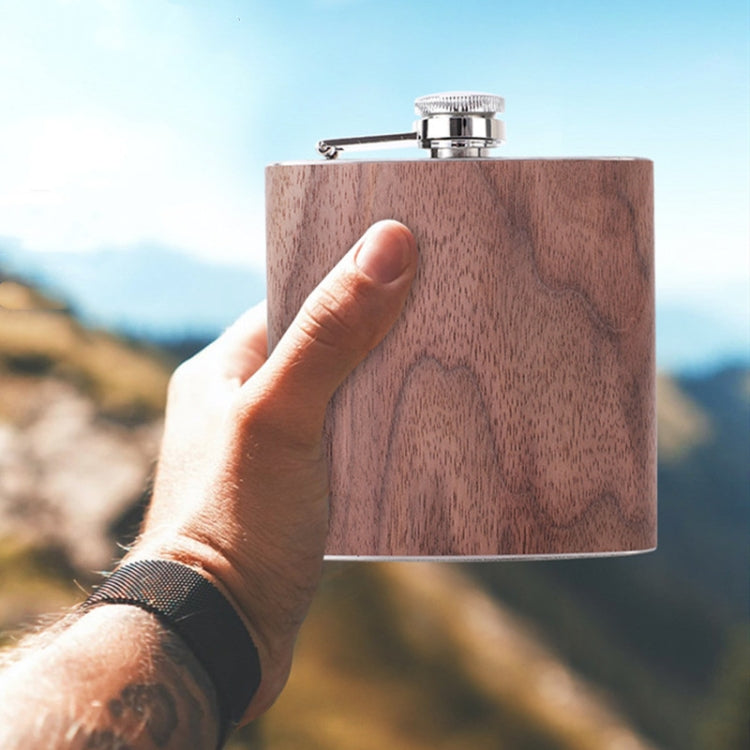 Bình rượu hip flask 6oz bằng gỗ và da, thép không gỉ cho rượu whisky vang, Kiểu 1, Kiểu 2, Kiểu 3, Kiểu 4, Kiểu 5