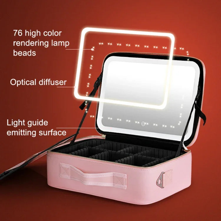 Túi trang điểm dung tích lớn có đèn NICELAND TM1060 di động, Nhỏ hồng, Nhỏ đen, Lớn hồng, Lớn đen