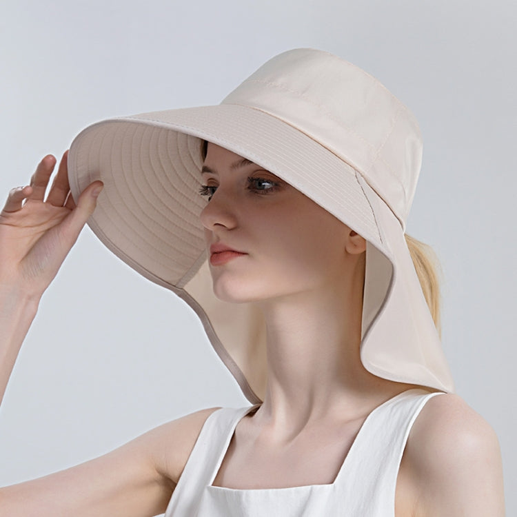 8112 Ladies Sunshade Large Brim Ponytail Bucket Hat, 8112 Beige, 8112 Black, 8112 Pink, 8112 Grey, 8112 Khaki