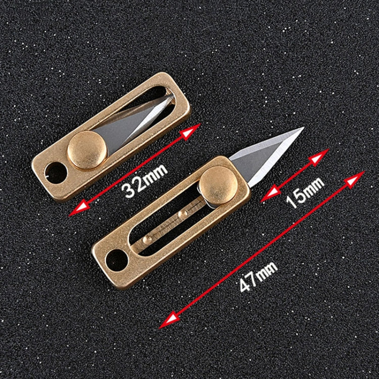 Brass Mini Knife Carry-on EDC Keychain Pendant Push-pull Unpacking Knife, Brass