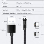 CC56 Nắp chống bụi dây cáp từ tính xoay, chiều dài cáp: 1m, kiểu dáng:, đầu Android 1m, đầu Type-C / USB-C 1m, đầu 8Pin 1m, dây 1m + ba đầu, dây 1m, đầu Micro USB 1m, đầu Type-C / USB-C 1m, 1m + 8Pin + Type-C/USB-C + Micro USB