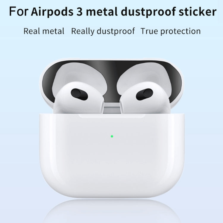 2 cái miếng dán bảo vệ chống bụi bên trong tai nghe cho Airpods 3, màu đen, vàng, bạc, vàng hồng, đỏ, xanh lá, xanh dương, tím