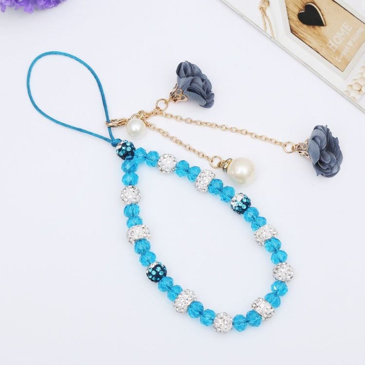 Dây đeo điện thoại pha lê cho nữ, vòng tay hoa đất sét gốm, màu xanh, đỏ lớn, tím, đen, trắng, hồng