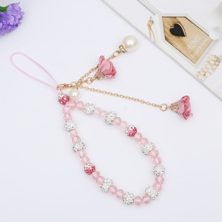 Dây đeo điện thoại pha lê cho nữ, vòng tay hoa đất sét gốm, màu xanh, đỏ lớn, tím, đen, trắng, hồng