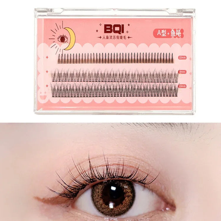 BQI B7229 Lông mi giả nhẹ tự nhiên uốn ba chiều mảnh, Kiểu: Loại A+đuôi cá (120 cái), Loại A+đuôi cá (200 cái), Loại A+đuôi cá+cắt dưới (200 cái)