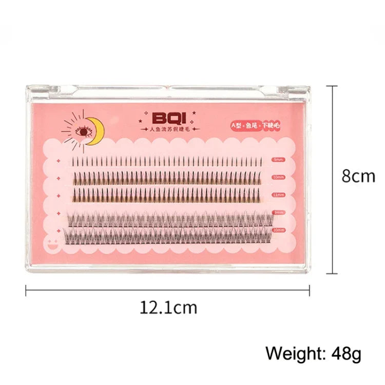 BQI B7229 Lông mi giả nhẹ tự nhiên uốn ba chiều mảnh, Kiểu: Loại A+đuôi cá (120 cái), Loại A+đuôi cá (200 cái), Loại A+đuôi cá+cắt dưới (200 cái)
