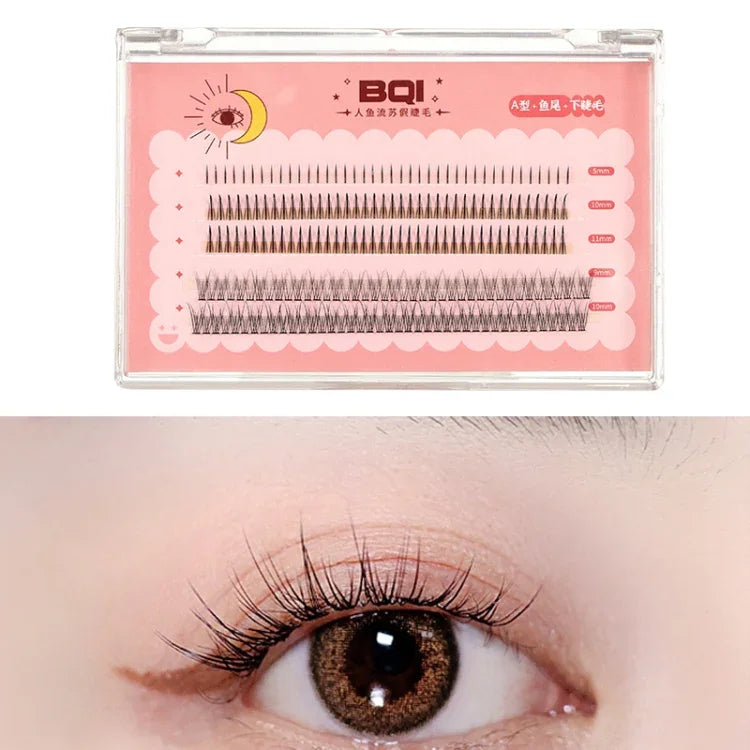 BQI B7229 Lông mi giả nhẹ tự nhiên uốn ba chiều mảnh, Kiểu: Loại A+đuôi cá (120 cái), Loại A+đuôi cá (200 cái), Loại A+đuôi cá+cắt dưới (200 cái)