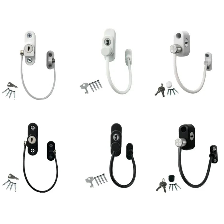 Khóa an toàn chống rơi cao cho trẻ em, giới hạn đẩy cửa sổ, màu: trắng, đen, trắng (dày), đen (dày), trắng (rất dày), đen (rất dày), trắng (tăng cường), đen (tăng cường), trắng (tiêu chuẩn cao), đen (tiêu chuẩn cao)