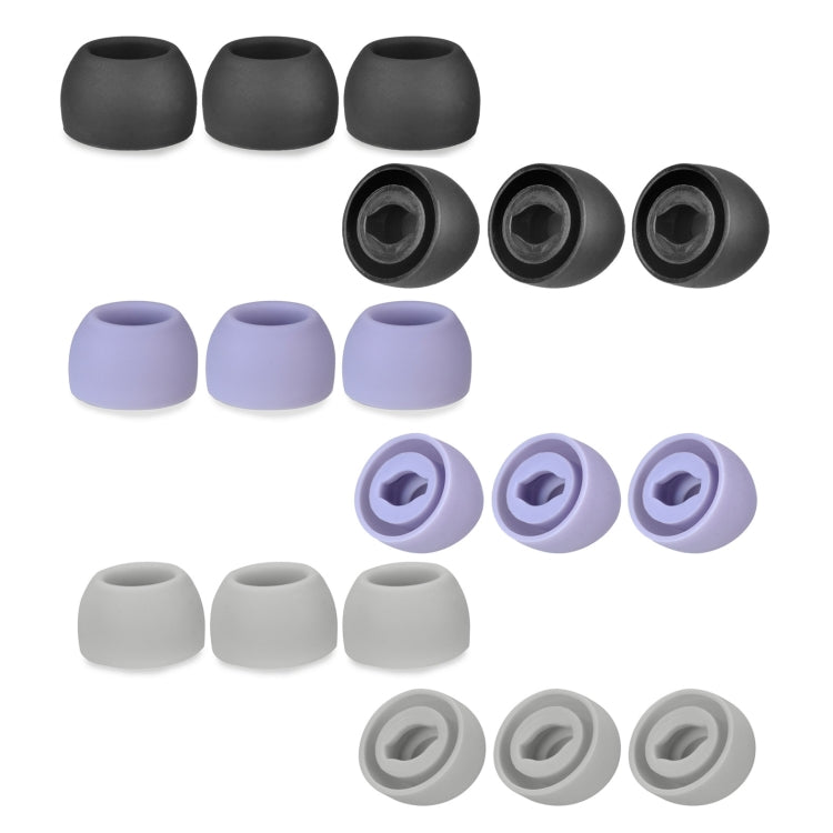 6 cái nút tai silicone cho TWS Samsung Galaxy Buds Pro, kích thước lớn màu đen, trung bình đen, nhỏ đen, lớn xám, trung bình xám, nhỏ xám, lớn tím, trung bình tím, nhỏ tím