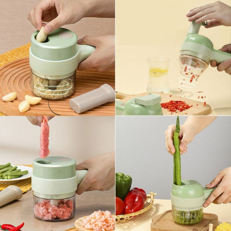 Bộ dụng cụ cắt rau củ điện cầm tay 4 trong 1, Dụng cụ nghiền tỏi, Dụng cụ băm tỏi