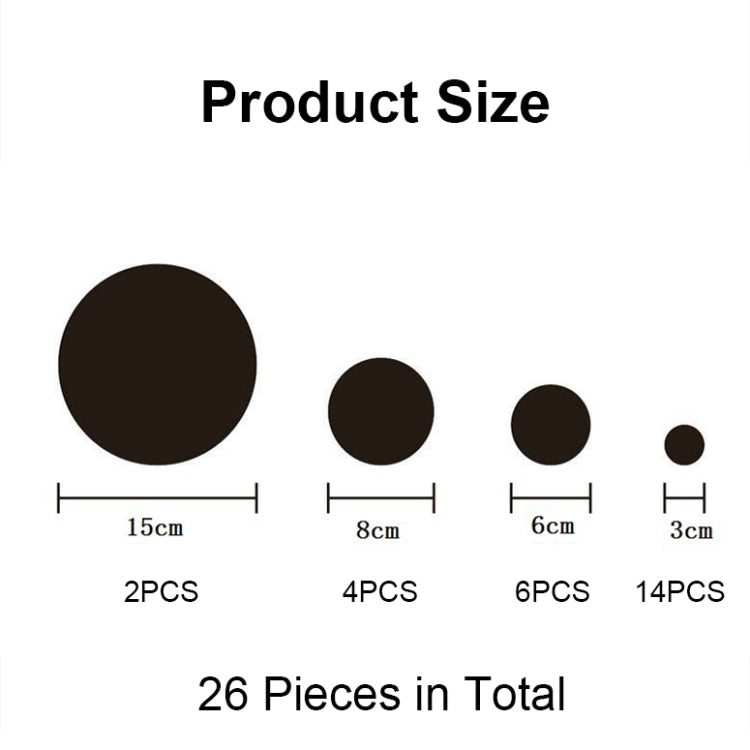 JM004 Bộ 26 miếng decal gương acrylic hình học tròn nổi phòng ngủ, màu bạc, vàng