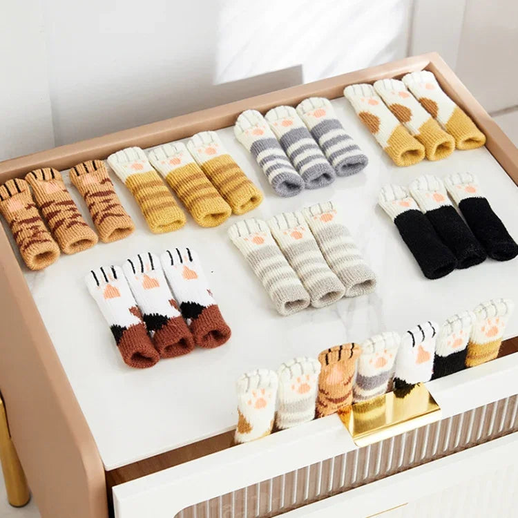 Bộ 1 bộ phủ bảo vệ chân ghế bàn đan đôi chống mài mòn, giảm tiếng ồn, màu nâu, xám nhạt, xám đậm, đen, nâu hoa, trắng, cà phê nhạt