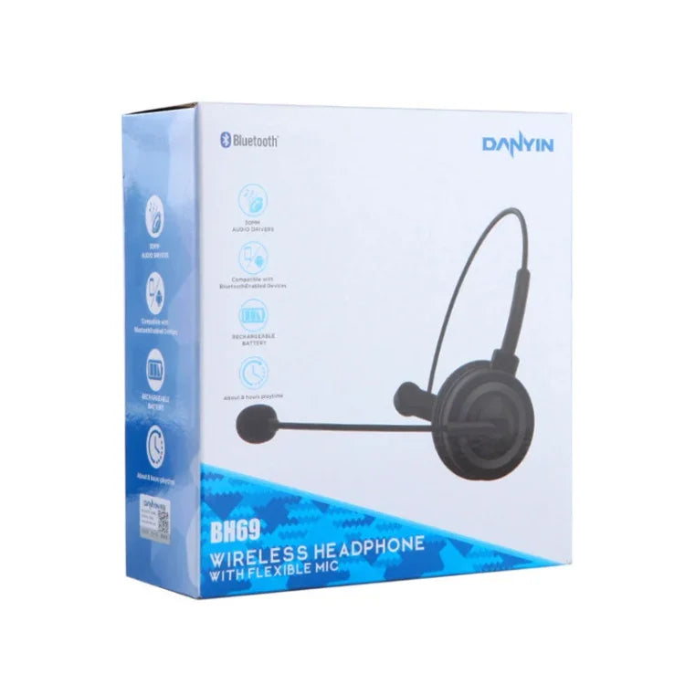 Tai nghe Bluetooth một bên DANYIN BH69 cho đàm thoại kinh doanh, phục vụ khách hàng không dây, BH69 màu đen