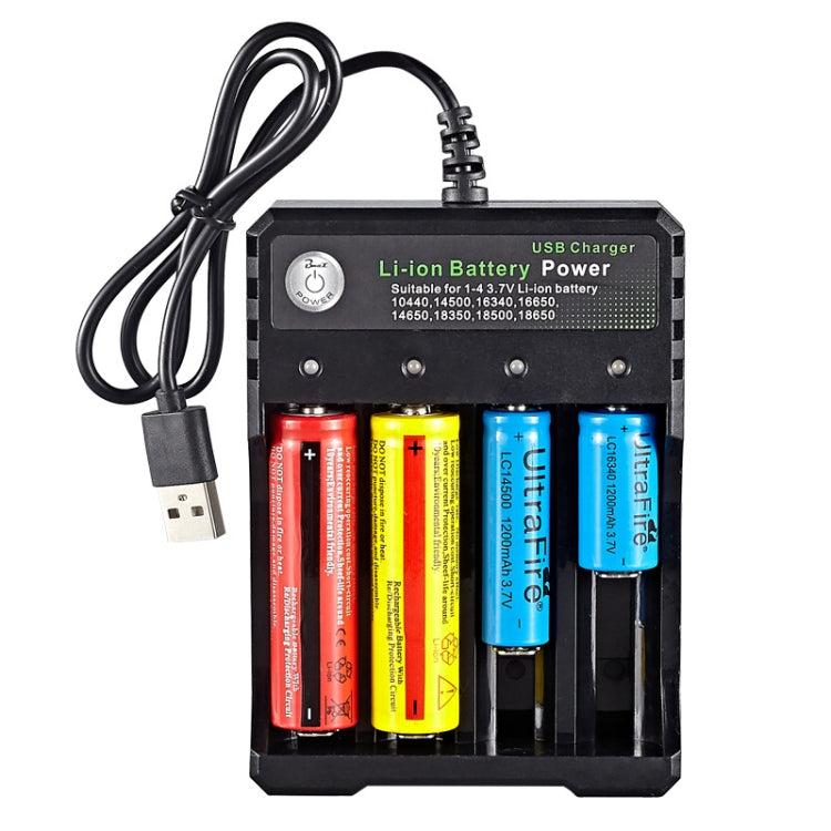 Sạc độc lập 4 khe USB cho pin lithium 18650 4.2V, 4 khe USB (màu đen)