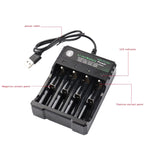 Sạc độc lập 4 khe USB cho pin lithium 18650 4.2V, 4 khe USB (màu đen)