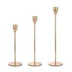 Bộ 3 chiếc giá đỡ nến sắt rèn trang trí nhà cửa đám cưới, kiểu: bộ 3 chiếc đáy dày (đỏ hồng), bộ 3 chiếc đáy dày (bạc), bộ 3 chiếc đáy mỏng (đen), bộ 3 chiếc đáy mỏng (vàng giả), bộ 3 chiếc đáy mỏng (bạc)