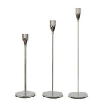 Bộ 3 chiếc giá đỡ nến sắt rèn trang trí nhà cửa đám cưới, kiểu: bộ 3 chiếc đáy dày (đỏ hồng), bộ 3 chiếc đáy dày (bạc), bộ 3 chiếc đáy mỏng (đen), bộ 3 chiếc đáy mỏng (vàng giả), bộ 3 chiếc đáy mỏng (bạc)