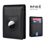 Ví da nam đựng thẻ định vị RFID cho AirTag thế hệ 2 / AirTag thế hệ 1, sợi carbon, dệt trơn