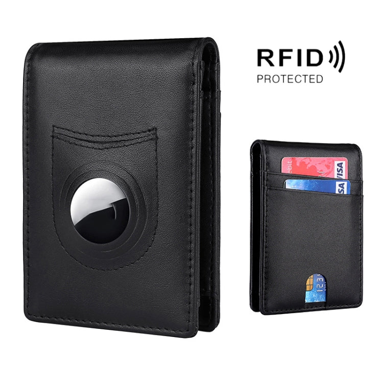 Ví da nam đựng thẻ định vị RFID cho AirTag thế hệ 2 / AirTag thế hệ 1, sợi carbon, dệt trơn