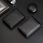 Ví da nam đựng thẻ định vị RFID cho AirTag thế hệ 2 / AirTag thế hệ 1, sợi carbon, dệt trơn