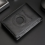 Ví da nam đựng thẻ định vị RFID cho AirTag thế hệ 2 / AirTag thế hệ 1, sợi carbon, dệt trơn