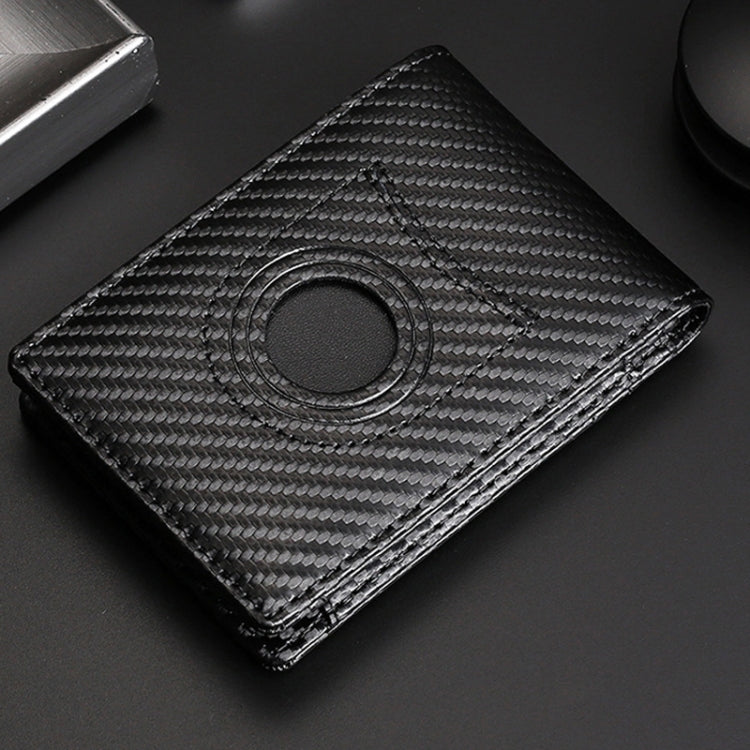 Ví da nam đựng thẻ định vị RFID cho AirTag thế hệ 2 / AirTag thế hệ 1, sợi carbon, dệt trơn