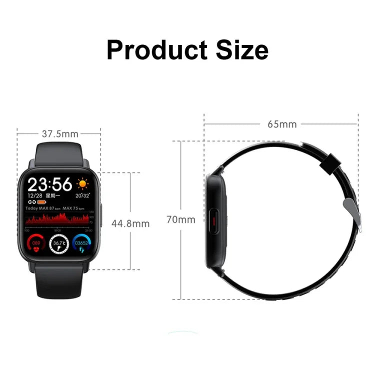 Đồng hồ thông minh QS16Pro 1.69 inch chống nước theo dõi sức khỏe, hỗ trợ đo nhiệt độ cơ thể, Trắng, Hồng, Xanh dương, Đen, Xám bạc, Xanh lá, Thép đen, Thép đen dày