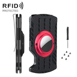Ví đựng thẻ định vị RFID kim loại siêu mỏng cho nam cho AirTag thế hệ 2 / AirTag thế hệ 1, màu Đen, Xanh, Đỏ