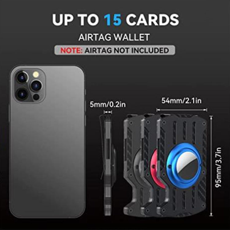 Ví đựng thẻ định vị RFID kim loại siêu mỏng cho nam cho AirTag thế hệ 2 / AirTag thế hệ 1, màu Đen, Xanh, Đỏ