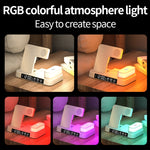 A37 Giá đỡ sạc không dây 3 trong 1 công suất 30W với đèn ngủ RGB & chức năng đồng hồ báo thức, A37 30W Trắng, A37 30W Đen