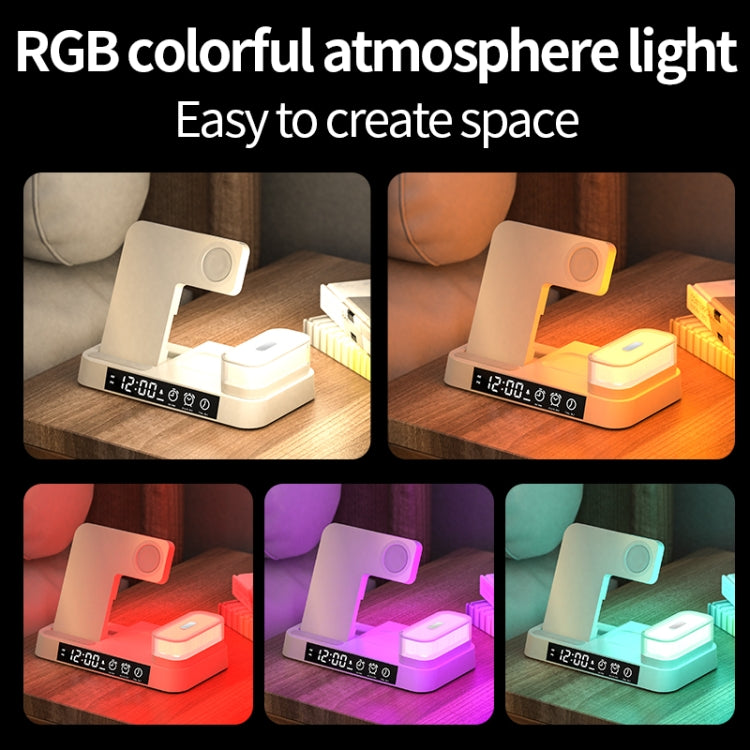 A37 Giá đỡ sạc không dây 3 trong 1 công suất 30W với đèn ngủ RGB & chức năng đồng hồ báo thức, A37 30W Trắng, A37 30W Đen