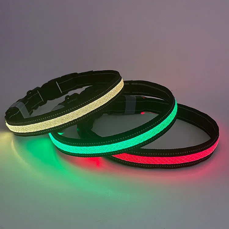 Vòng cổ thú cưng có đèn LED sạc lại, chống mài mòn và chống nước, Kích thước:, XS, S, M, L