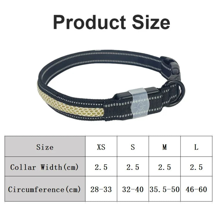 Vòng cổ thú cưng có đèn LED sạc lại, chống mài mòn và chống nước, Kích thước:, XS, S, M, L