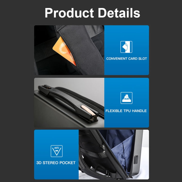 Balo vỏ cứng chống nước và có thể mở rộng Bopai 61-93318A với lỗ sạc USB, Thông số:, Thường (Bạc), Có mật khẩu (Bạc), Thường (Đen), Có mật khẩu (Đen)