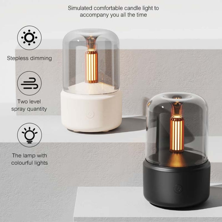 120ML Simulated Candlelight Aroma Diffuser USB Home Atmosphere Night Light Humidifier, DQ702 (Beige), DQ702 (Black)