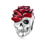 Phụ Kiện Vòng Tay Bạc 925 Hình Đầu Lâu Hoa Hồng Halloween SCC2403