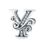 BSC030 26 Letters DIY Bracelet Beaded Accessories Zircon Silver Beads, Style:, A, B, C, D, E, F, G, H, I, J, K, L, M, N, O, P, Q, R, S, T, U, V, W, X, Y, Z